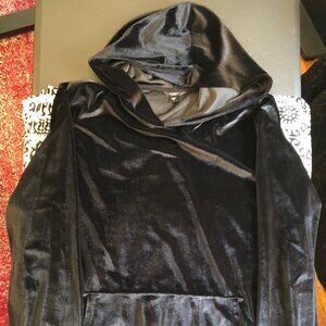 Guess Mens Small Shiny Black Hoodie